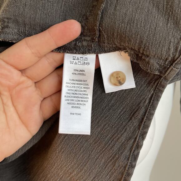 Lucky Brand Short Sleeves Shirt Dress Pockets Linen /Lyocell Size Large Gray - Picture 7 of 12